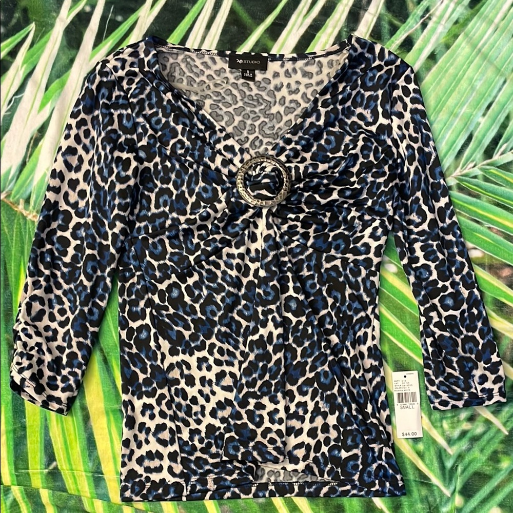 NWT AB Studio leopard print top